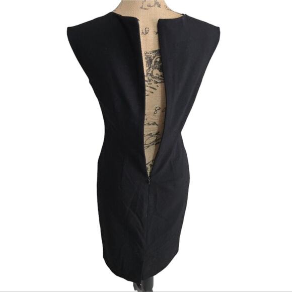 London Times Black and Aqua Color Block Floral Sheath Career Dress Size 10 - Picture 6 of 9